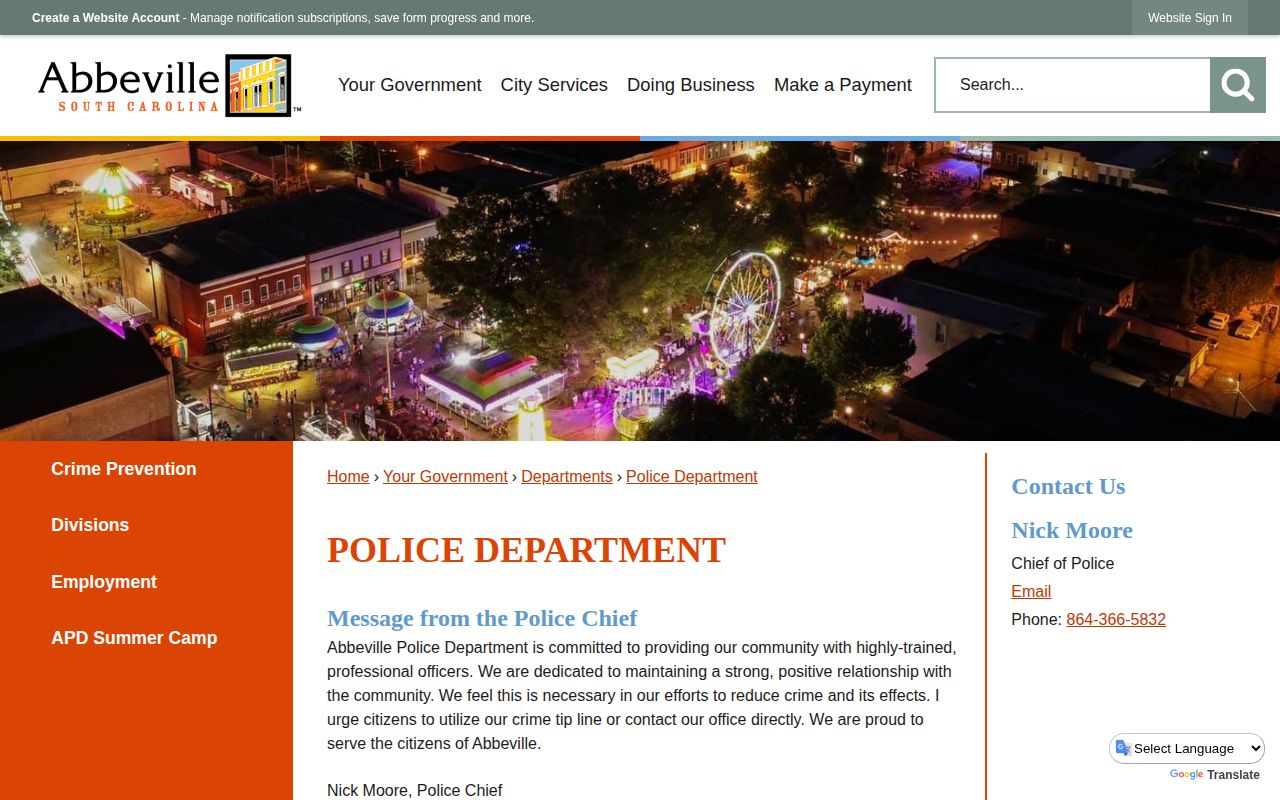 Abbeville County city police record-access source for Abbeville arrest records
